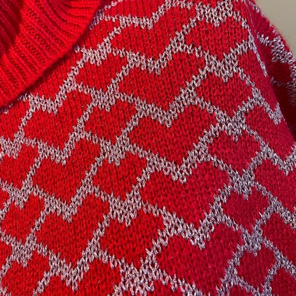 NWT Anthropologie Molly Bracken Shimmer Hearts Turtleneck Sweater Medium #034 - Picture 5 of 5